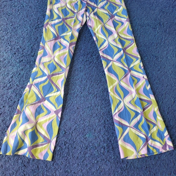 Zara Multicolor Linen Geometric Wide Leg Pants - Picture 5 of 10